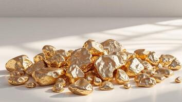 A stunning collection of gold nuggets displaying natural beauty and variability in a captivating presentation photo