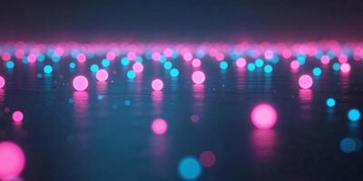 A group of pink and blue lights on the ground photo