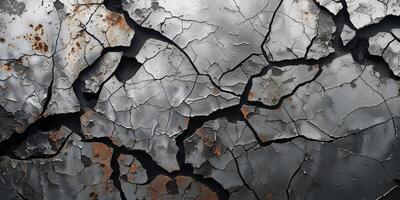 A close up of a cracked wall with rust photo