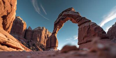 Dramatic natural arch as cliff focal point photo