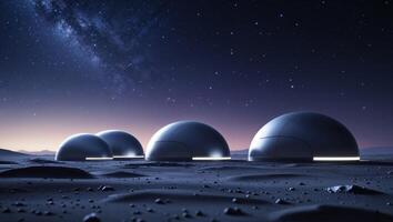 Futuristic Martian Domes Under a Starry Sky photo