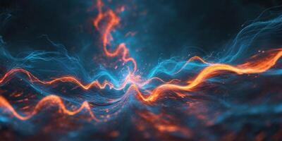 Dynamic energy flow abstract concept digital art dark background high contrast visual representation. photo