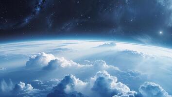 The earth is seen from space with clouds photo