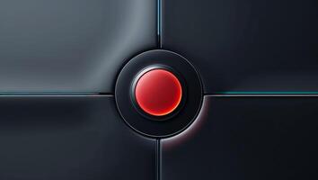 Glowing Red Button on Dark Futuristic Interface photo