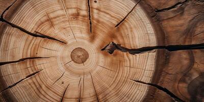 Rustic Wooden Log Slice Background Natural Wood Texture Cross Section of Tree Trunk Timber Warm. photo