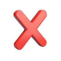 3D Red X Mark Rejection, Error, Wrong, Cancel, Negative Design Element png