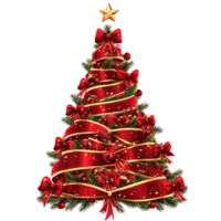 Beautiful Christmas Tree with Red Ornaments and Twinkling Lights png