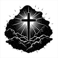 floating cross in the cloud vector