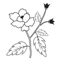 black and white drawing of the flower, design illustration black and white silhouette vector