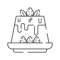 Tiramisu Icon Outline Style, layered dessert with strawberries, ideal for bakery branding and food illustrations. vector