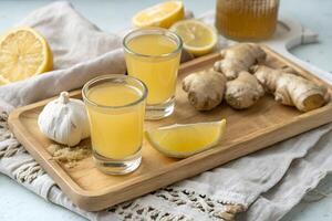 Fresh Ginger, Garlic, and Lemon Juice for Immunity Boost photo