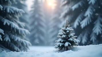 A small tree is standing in the snow video