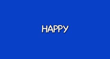 Happy Word Animation on Blue Background Simplistic and Uplifting video