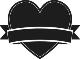 Black Heart with Blank Ribbon Banner - Editable Design vector