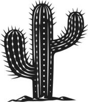 Saguaro Cactus Black Silhouette - Desert Illustration vector
