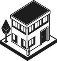 Sleek Isometric Black House with Modern Architecture vector