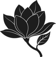 Elegant Magnolia Flower Silhouette - Minimalist Spring Botanical vector