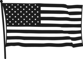 Flat Waving American Flag Silhouette - USA National Symbol Illustration vector