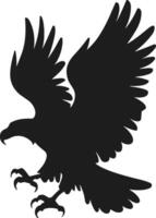 Eagle Silhouette Illustration - Fierce Predator Bird in Flight Pose vector
