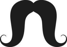Stylish Twirled Mustache Silhouette - Black Illustration vector