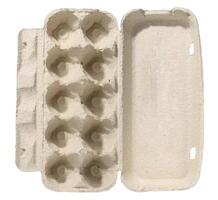 White recycled egg carton box on isolated background, storage photo