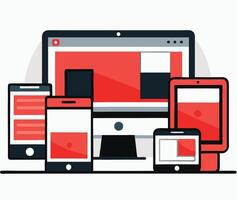 Devices Display Illustration With Computer Tablet And Smartphone Responsive Design Graphic vector