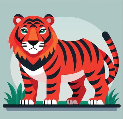 Striking Tiger Illustration With Bold Colors And Geometric Shapes For Creative Projects