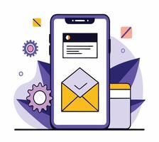 Smartphone Email Notification Interface Design Technology And Digital Communication Concept vector