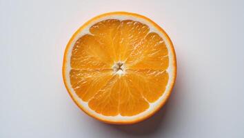 A vibrant close-up of an orange slice showcasing its juicy segments and texture photo