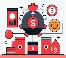 Financial Process Automation Concept With Money Management And Investment Strategy Diagram vector