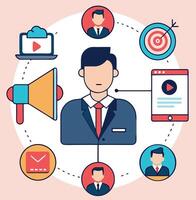 Digital Marketing Strategy With Customer Targeting And Online Media Channels Engagement vector
