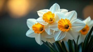 Bouquet of yellow and white flowers with a bright sun in the background. The flowers are in full bloom and are arranged in a vase. Scene is cheerful and uplifting photo