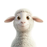 Realistic Happy Sheep with Gentle Expression and Soft White Fur png