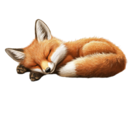 Sleeping Red Fox Curled Up in a Cozy Resting Position png