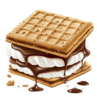 Tasty Smores with Gooey Marshmallow and Melted Chocolate Between Crispy Graham Crackers png