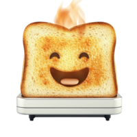 Toasted Bread with Happy Face Popping Out of Toaster on White png