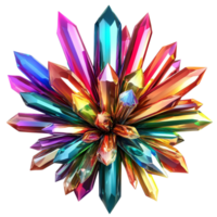 Vibrant Multicolored Crystal Cluster with Sharp Shimmering Points png