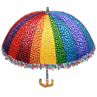 Vibrant Multicolored Beaded Umbrella with Sparkling Texture png