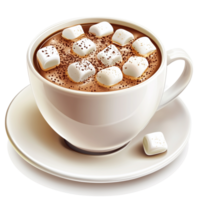 Tasty Cup of Hot Cocoa with Marshmallows and Sprinkled Cocoa Powder png