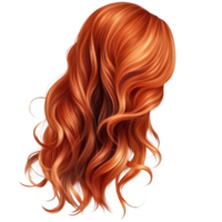 Luxurious Flowing Red Hair with Soft Curls and Real Texture png