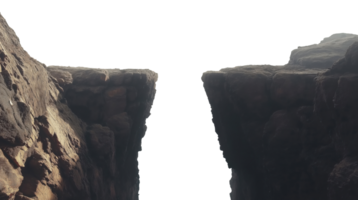 Pair of cliffs with an open space in between, isolated on a transparent background png