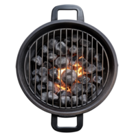 Round grill with charcoal isolated on transparent background png