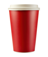 Red disposable cup with lid isolated on transparent background png