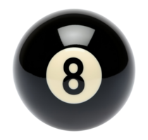 Black billiard ball with number eight isolated on a transparent background png