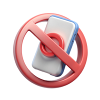 No cell phone sign with a modern smartphone enclosed in a red prohibition symbol on a transparent background png