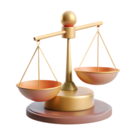 d'oro equilibrio scala con uno lato più pesante di il altro simboleggiante giustizia e il processo decisionale su un' trasparente sfondo png