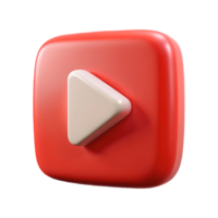 3D Rendered Red Play Button Icon on a transparent background Perfect for Media Player Interfaces and Content Representation png