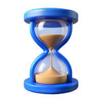 3D Rendered Blue Sand Timer with Golden Sand on a Transparent Background on a transparent background png