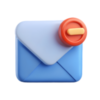 3D blue envelope icon with a red and yellow toggle switch symbolizing email settings or notifications on a transparent background png
