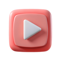 3D Rendered Red Play Button Icon on a transparent background Perfect for Multimedia Interfaces and Applications Clean and Modern Design png